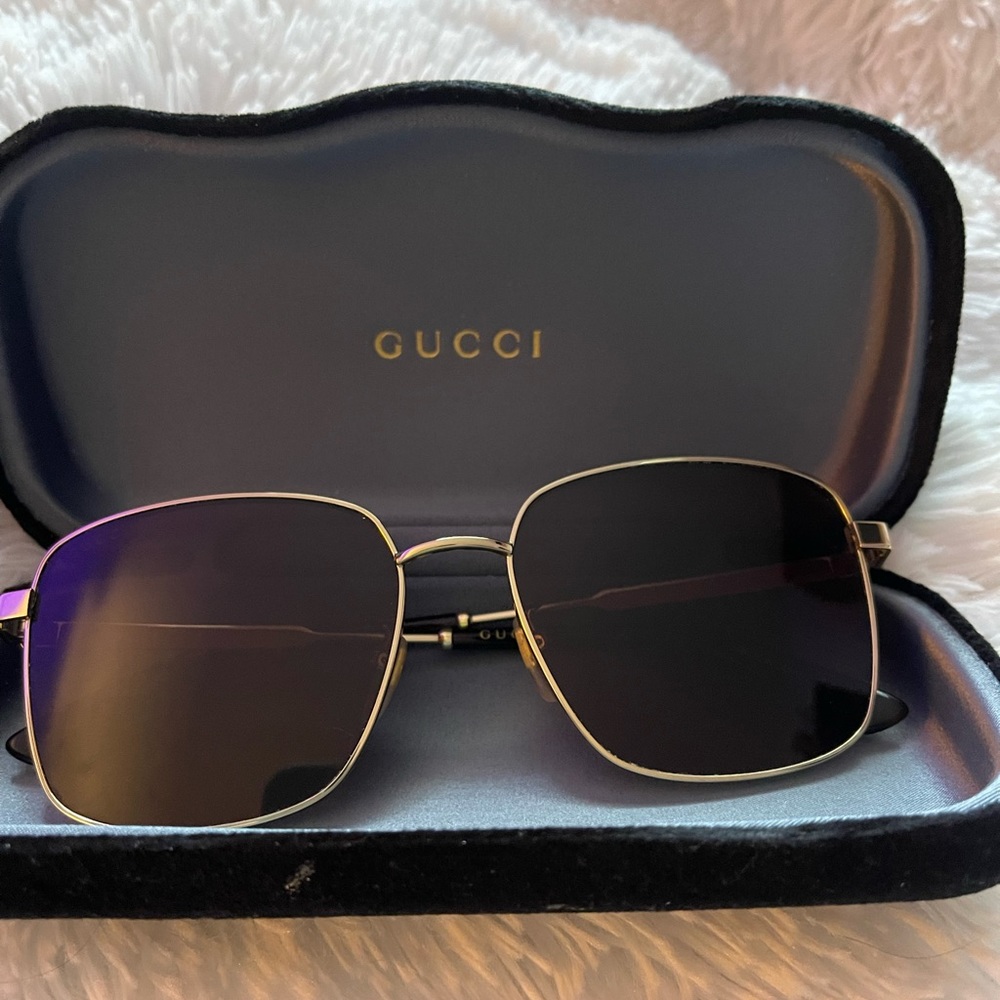 Authentic Gucci Stripe Logo Metal Aviator Sunglasses